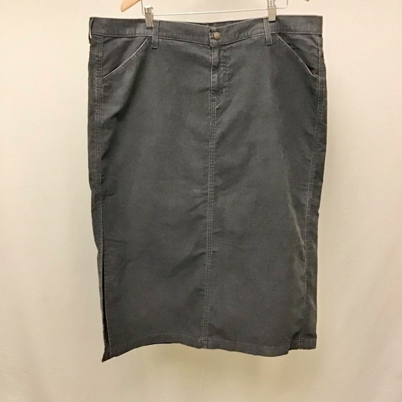 Levi’s 20W Corduroy Y2K Vintage Maxi Skirt Gray Pockets Logo 43” Waist - Picture 13 of 14